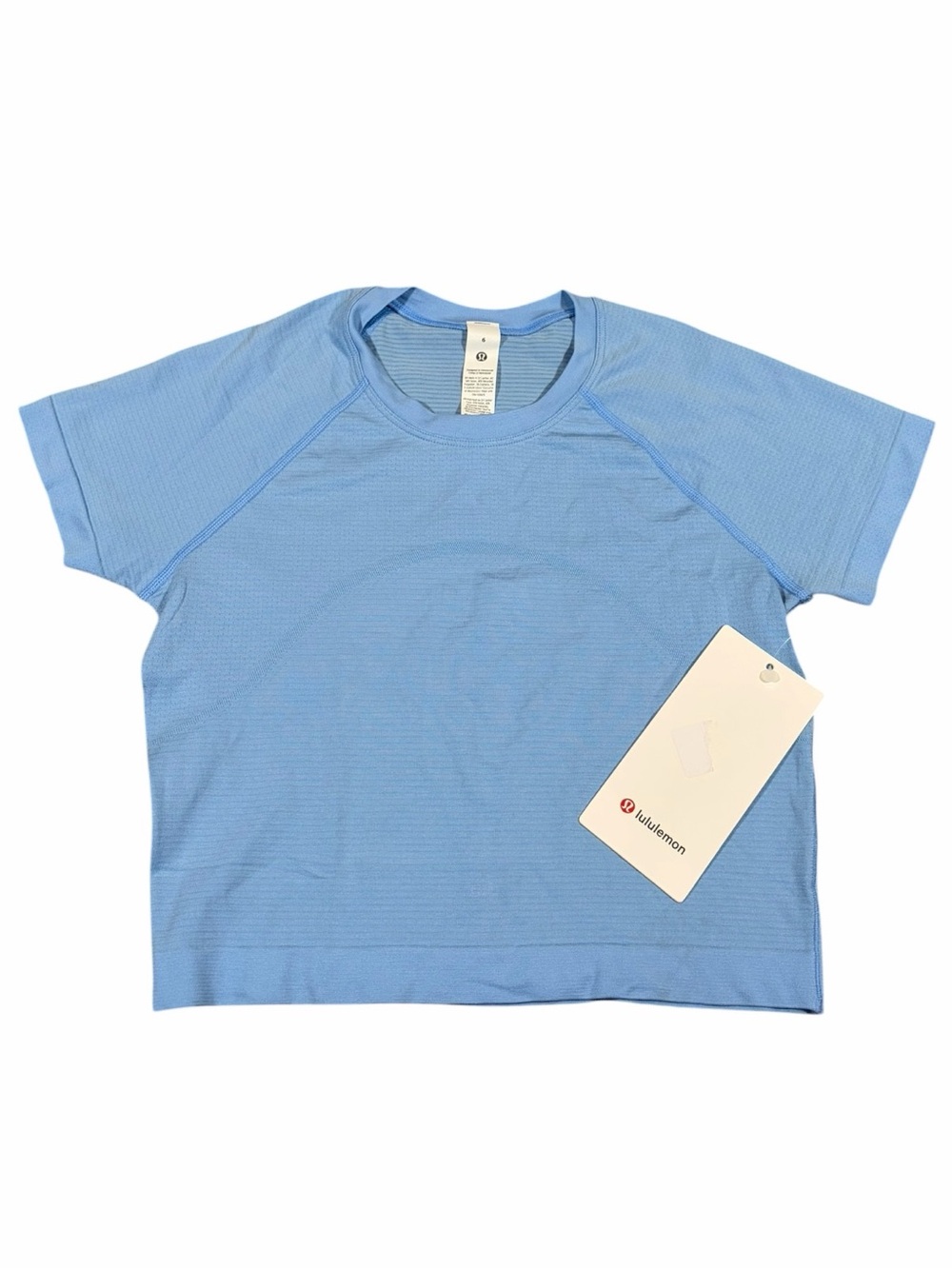 NWT Lululemon Swiftly Tech Cropped Short-Sleeve Shirt 2.0 (Sinatra Blue) Size 6